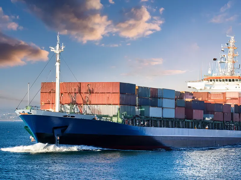 A cargo boat on the sea